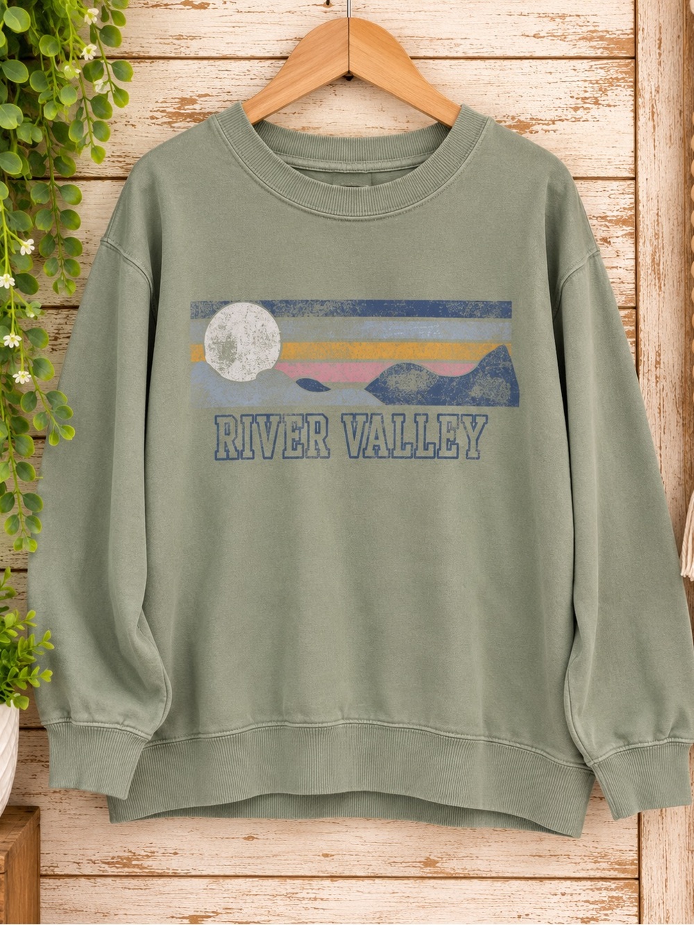 Aerie River Valley Graphic oversized Sweatshirt - Sage Green